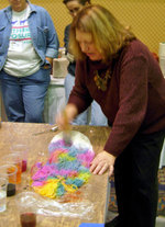 Judith painting with dye